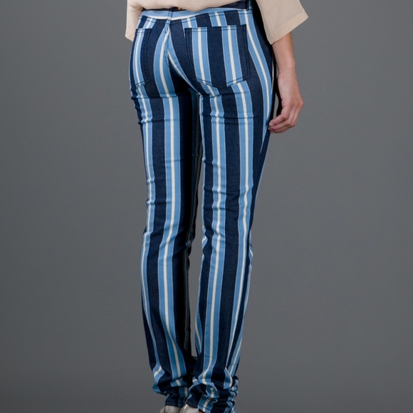 NWOT Tory Burch Women's Blue Super Skinny Striped - Picture 10 of 10